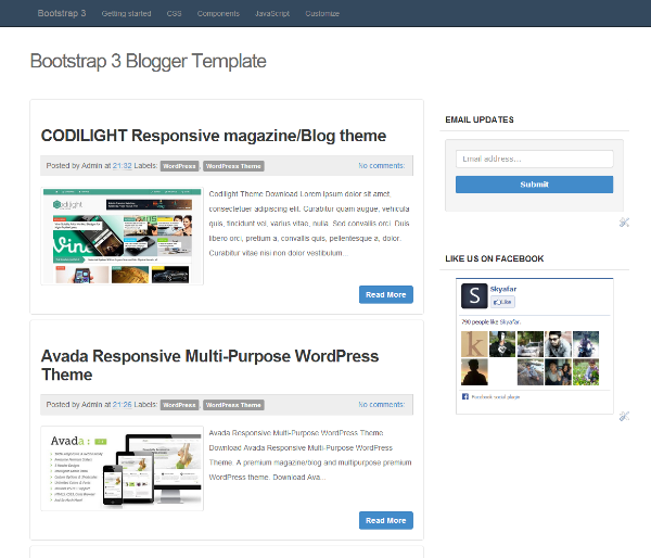 Bootstrap 3 Blogger Template